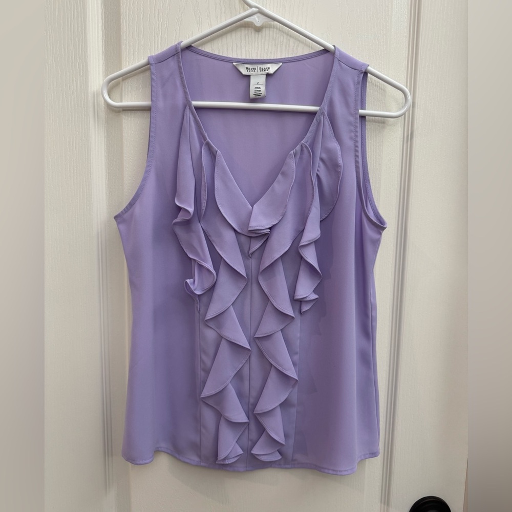 White House Black Market Sleeveless Ruffle Blouse Size 2